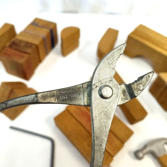 Playskool Wooden Building Blocks SUMMCO / KING TOY Tools Good Starter Collection - Picture 4 of 10